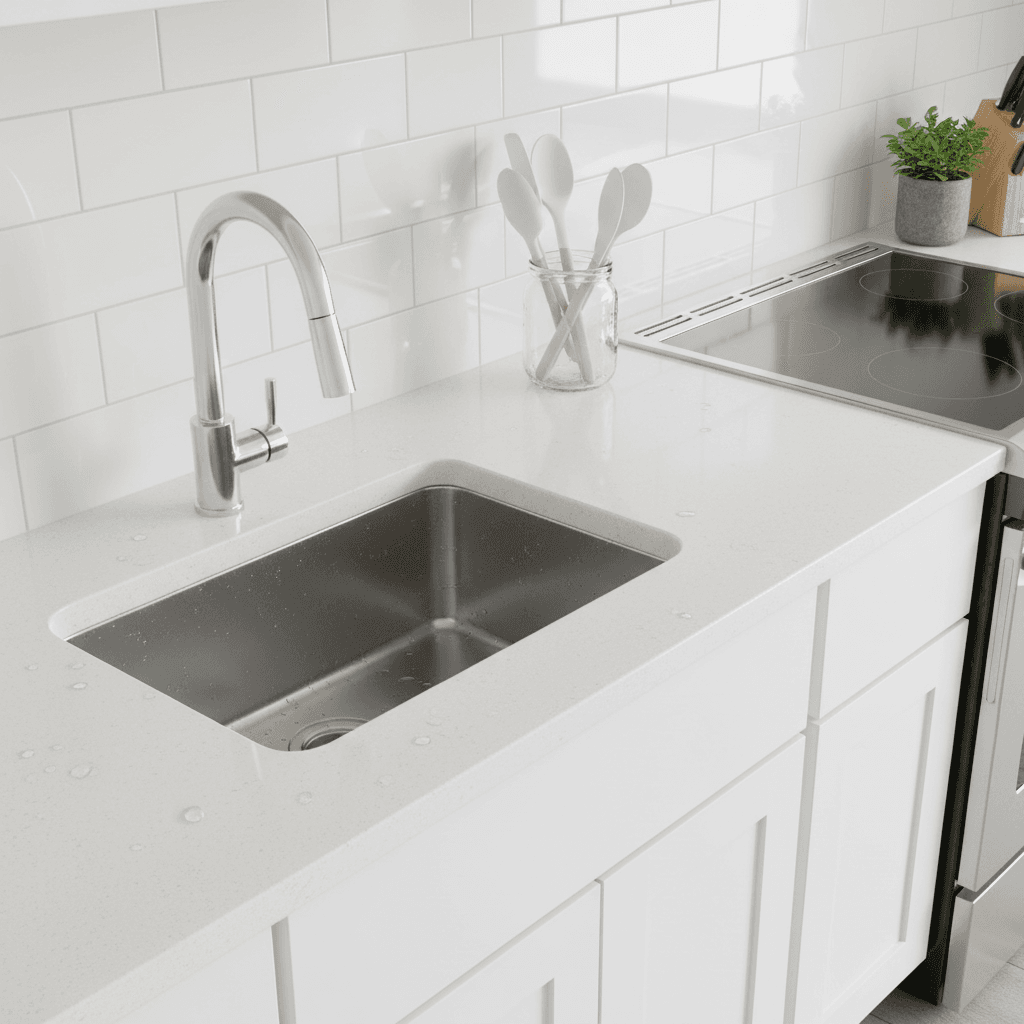 Kitchen countertop after professional deep cleaning