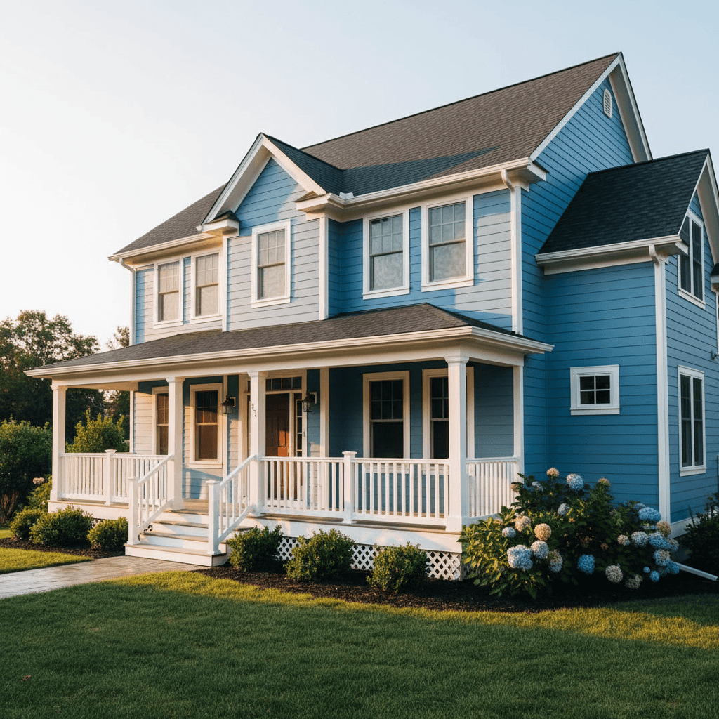 Exterior house after professional power washing
