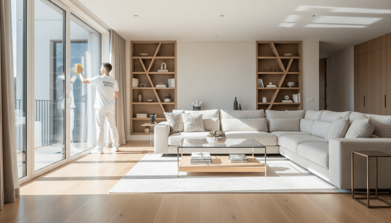 Professionally cleaned modern living room interior