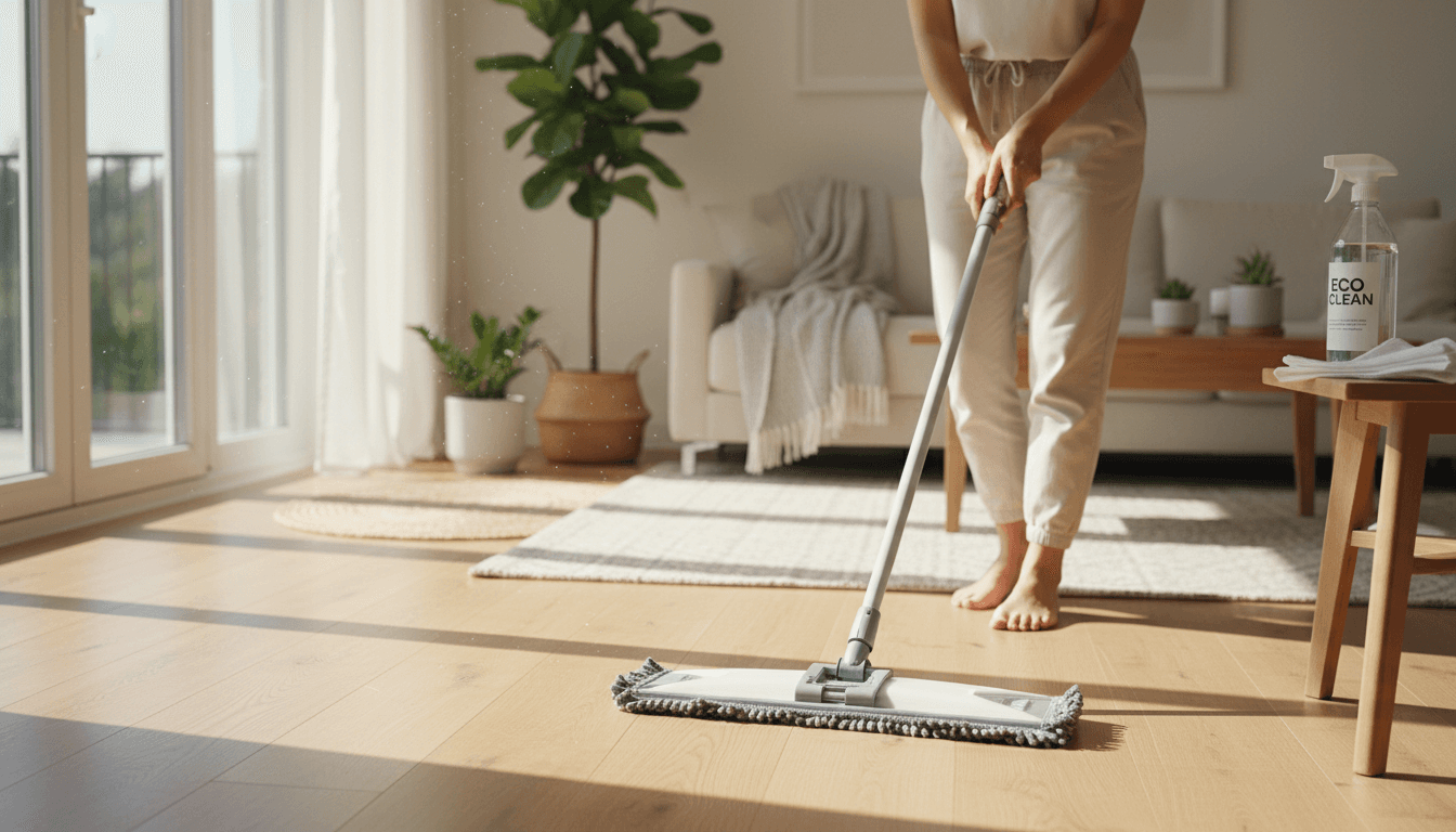 Professional deep cleaning of living room with attention to detail