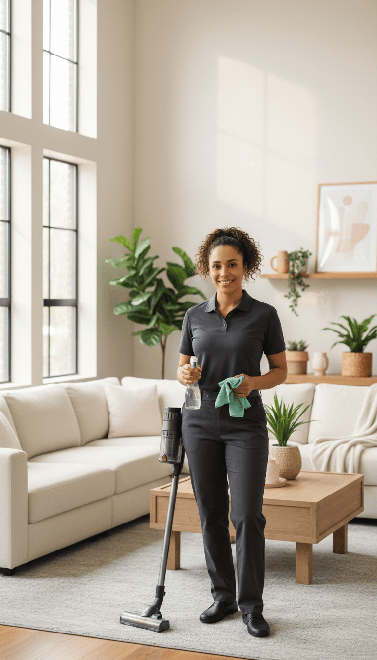 Laura ximena Pulido, owner of Sparkling home cleaning, standing in a residential space